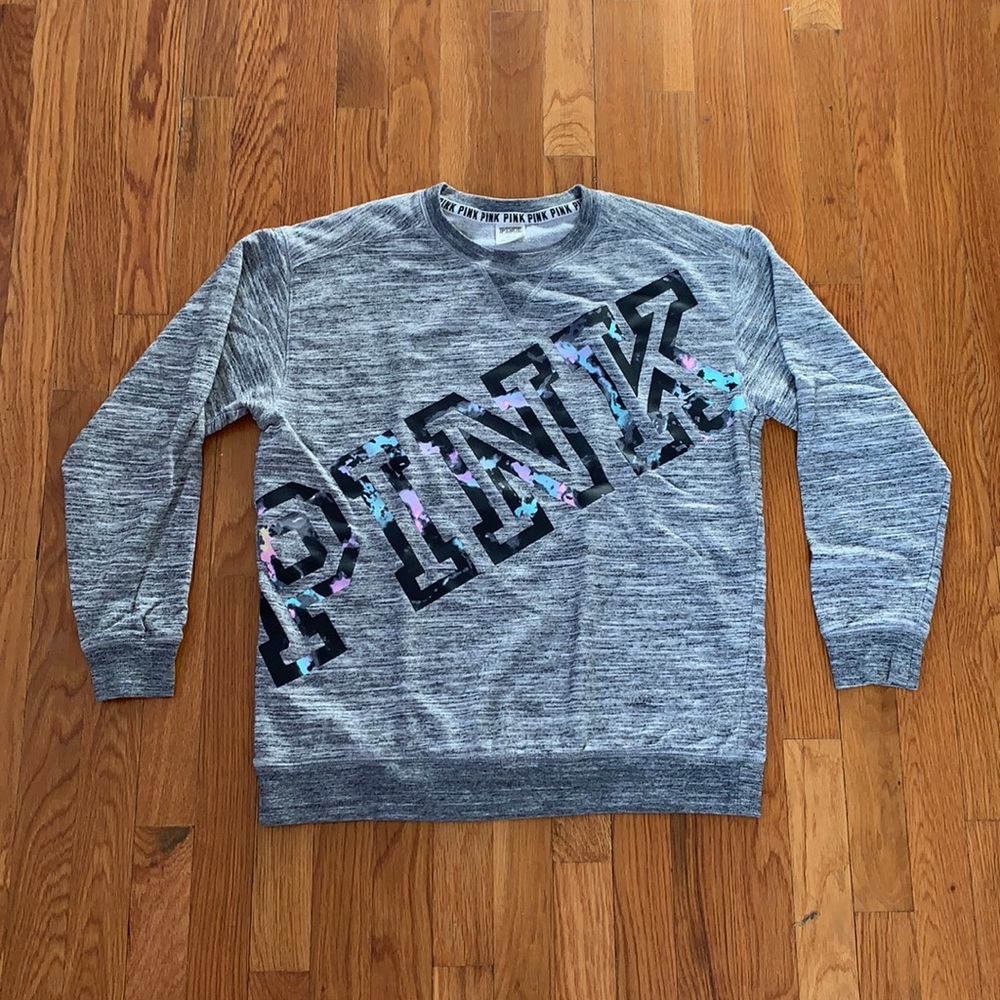 VS Pink Grey Oversized Crewneck